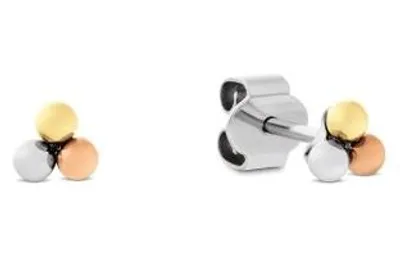 Zdjęcie produktu dla Tommy Hilfiger Three-Tone Stud Earrings, Damski, Stal nierdzewna, Złoto