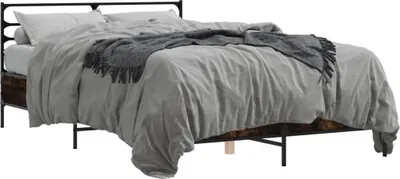 Produktbild von (NEU 2026) Bettgestell moderne, Räuchereiche 120x190 cm - Holzwerkstoff und Metall - Klassische Betten - 30.98 kg