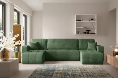 Produktbild von Furnisell U-Form Sofa mit Bettkasten Schlaffunktion "VERITA U", Grün