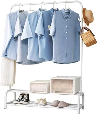Productafbeelding van Kledingrek - Garderoberek Staand - Kleding Opbergen - Dubbele Kledingstang - 110 x 150 cm - Zwart