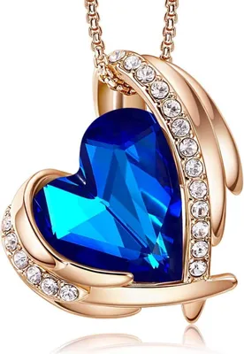 Produktbild von CDE Kette Damen Rosegold Herz Halskette mit Blauem Kristall