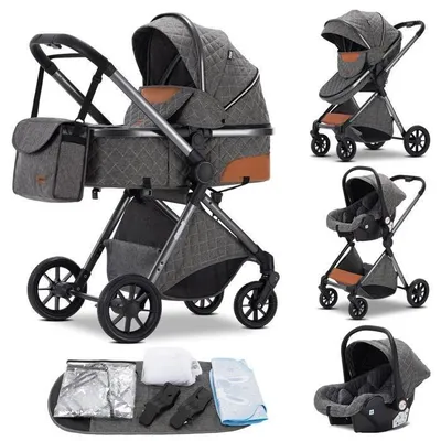 Productafbeelding van 3-in-1 kinderwagen met reiswieg en autostoel