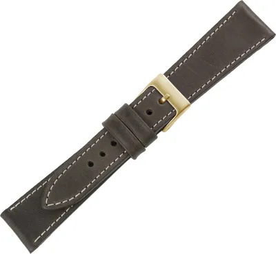 Produktbild von Minott > Uhrenarmband braun Kalbsleder Kontrastnaht versiegelte Kante, Stegbreite:22mm, Schließe:Silbern