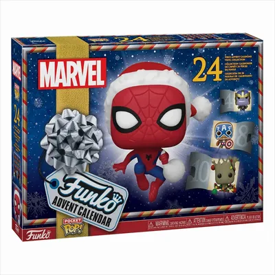 The image shows the front of a Funko Pocket Pop! Marvel Advent Calendar box.