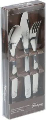 Kinderbesteck Set 3tlg. Edelstahl Besteckset Messer Gabel Löffel mit Tier Gravur