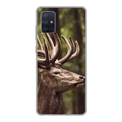 Produktbild von MuchoWow® Handyhülle Schutzhülle Hülle für Samsung Galaxy A71 Hirsch - Natur - Geweih - Wald - Tiere Silikon Softcase Handy Hülle - Kartenbesitzer