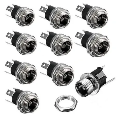 DC-Einbaubuchse 3-polig 5,5 x 2,1 mm, 10 Stück, 12 x 12 x 20 mm