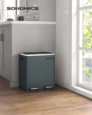 Produktbild von SONGMICS Mülleimer Metall-Fußreling, Abfalleimer, 30L, ergonomisch, Stahl