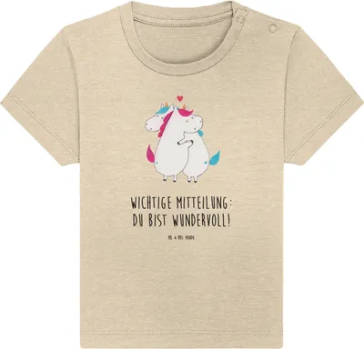 Produktbild von Mr. & Mrs. Panda Babyshirt Einhorn Mitteilung 24. - 36. Monat - Natural Raw - Geschenk,  T-Shirt, Unicorn, Einhörner, Liebe, Kinder, Baby Shirt, Baumwollshirt, Spruch