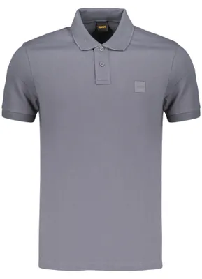 Zdjęcie produktu dla Elegancki męski polo w kolorze niebieskim - model slim fit z haftowanym logo