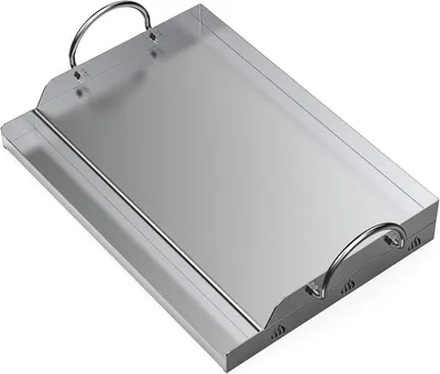 Zdjęcie produktu dla Płyta grillowa ze stali nierdzewnej, o wymiarach 51x32 cm, przeznaczona do grillów gazowych i węglowych, idealna do użytku w kuchni