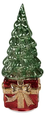 Produktbild von Clayre & Eef Weihnachtsdekoration mit LED-Beleuchtung Weihnachtsbaum 13x13x30 cm Grün Kunststoff