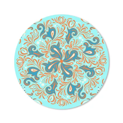 Produktbild von MuchoWow® Mauspad Mousepad Blume - Blätter - Blau - Orange 30x30 cm - Mousepads - Maus Mat - Pad - Mausunterlage - Tischunterlage - Schreibtischmatten