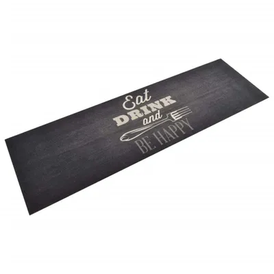 Zdjęcie produktu dla vidaXL Dywanik kuchenny zmywalny czarny 60x180 cm aksamitny