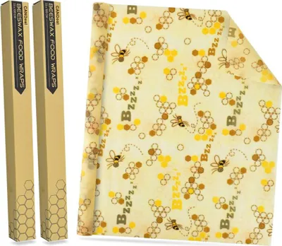 Produktbild von 2er Lebensmitteln Wachspapier Wiederverwendbare Bienenwachstücher Set, -Bienenwachs Lebensmittel Verpackung für Lebensmittel DIY, Gesund, Umweltfreundlich, 13 x 39 Inch