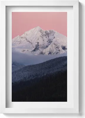 Produktbild von Wald und schneebedeckter Gipfel– Wandbild mit Rahmen – Gerahmtes Bild  – Wanddekoration – 20x30 cm – Weiß