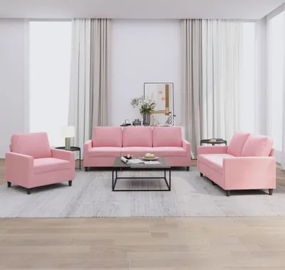 Immagine prodotto di Maison Exclusive - Set divano a 3 pezzi con cuscini in velluto rosa