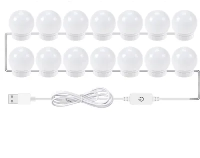 Produktbild von LED Spiegelleuchten, 14 x Led Spiegelleuchte mit Touch-Funktion,  3 Farbe & Dimmbaren Helligkeitsstufen, Schminktische Leuchte, Make Up Licht