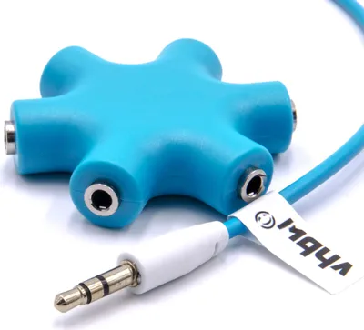 Produktbild von vhbw Audio Splitter Verteiler 6-fach Klinkenverteiler AUX für Kopfhörer, Boxen, Tablet - Blau