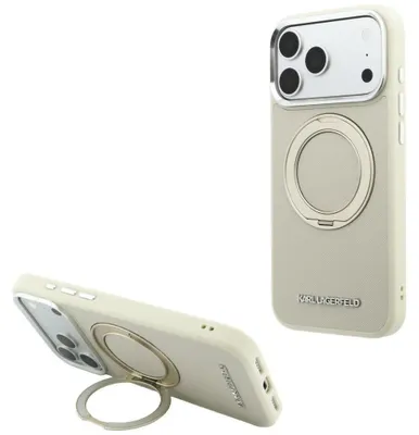 Obrázek produktu pro Karl Lagerfeld, kolekce Saffiano, motivy Karl & Choupette, přívěsky, pásek, logo, pouzdro pro Apple iPhone 18 Pro / 17 Pro, barva: burgundská