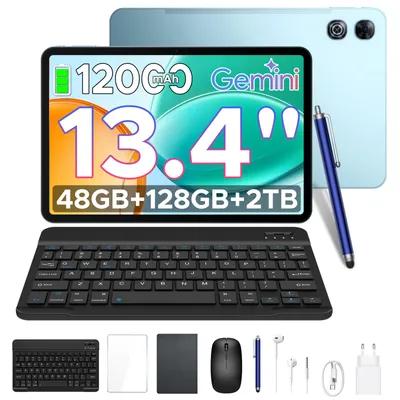 Produktbild von POCKAM P13 Tablet Android 16, 13 Zoll 120 Hz, 48(8+40)GB + 128GB/TF 2TB, 12000mAh, 5G WiFi, mit Stift/Maus/Tastatur, 13MP+8MP/Widevine L1/Gemini AI