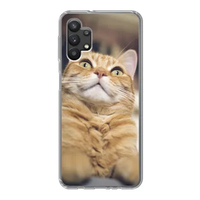 Produktbild von MuchoWow® Handyhülle Schutzhülle Hülle für Samsung Galaxy A32 5G Katze - Bank - Orange Silikon Softcase Handy Hülle - Softcase