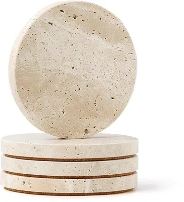 Immagine prodotto di Piatti con segmenti in marmo, set da 4 pezzi, base in plastica, per tazze e bicchieri, per l'ufficio a casa