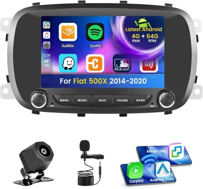 Immagine prodotto di Autoradio Android 15 per Fiat 500X, con schermo touchscreen da 7 pollici e CarPlay wireless