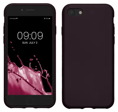 Produktbild von kwmobile Handyhülle für Apple iPhone SE (2022) / SE (2020) / 8 / 7 Hülle - Silikon Case metallisch schimmernd - Schutzhülle Cover - Metallic Brombeere