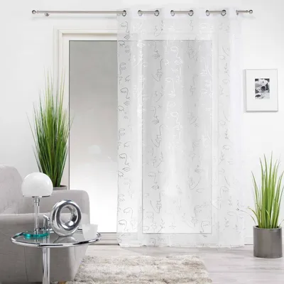 Zdjęcie produktu dla Firanka do salonu na przelotkach ARTY LINE, nadruk metalizowany, 140 x 240 cm