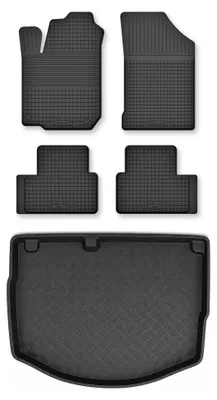 Produktbild von Gummimatten + Kofferraumwanne für Citroen DS3 2009-2016 (Schrägheck, 3-Türer) – Schwarz, Semi-Universal, angepasst – Wielganizator Semi-Universal