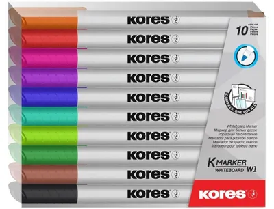 Zdjęcie produktu dla Kores M22841, 10 szt., Czarny, Niebieski, Brązowy, Zielony, Jasny Niebieski, Jasnozielony, Pomarańczowy, Różowy,..., Końcówka pędzlowa, Wielobarwny, Okrągły, 1 mm