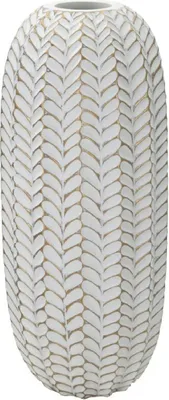 Image de Vase à feuilles Mauro Ferretti Ø 18,5x46 cm or blanc