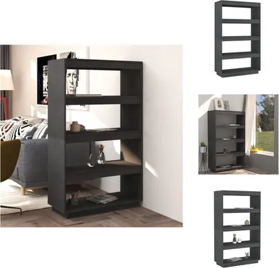 Productafbeelding van vidaXL Boekenkast/Roomdivider, grijs, 80x35x135 cm, massief grenenhout - Boekenkasten & boekenschappen