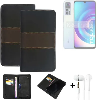 Produktbild von K-S-Trade Handyhülle + Kopfhörer kompatibel mit TCL 30 5G Schutzhülle Walletcase Bookstyle Tasche Schutz Case Hülle Wallet Cover Kunstleder