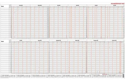 Produktbild von Urlaubsplaner Maxi 98,5x60cm für 30 Mitarbeiter im Versandrohr 2027