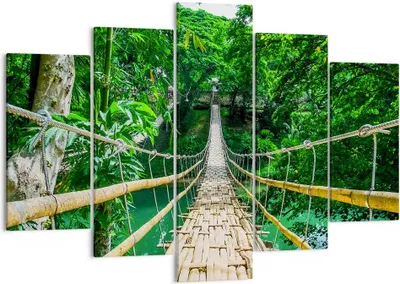 Produktbild von Bild auf Leinwand - Leinwandbild - Gehweg Baum Holz Steg - 150x100cm - Wand Bild - Wanddeko - Leinwanddruck - Bilder - Kunstdruck - Wanddekoration - Leinwand bilder - Wandkunst - EA150x100-3185
