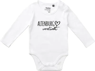 Produktbild von Huuraa Baby Body Altenburg verliebt 62 White  Baumwolle Fairtrade Langarmbody Geschenkidee