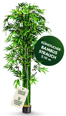 Immagine prodotto di Bambù Pianta Albero Artificiale Plastica con Legno Naturale 210cm Decovego