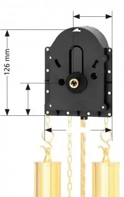 Produktbild von Hermle Quarz-Pendeluhrwerk Hermle 2200, ZWL 20mm mit Frontplatte für Gewichtsattrappen