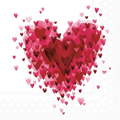 Produktbild von Servietten 33x33 cm - Heart of hearts red
