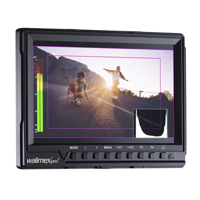 Produktbild von Walimex pro Full HD Monitor Director III - 7 Zoll / 17 x 176 x 130 mm - inkl. 1x Akku / 1/4" Gewinde - mit HDMI und AV Eingang, IPS-Panel, Peaking Zebra Histogramm