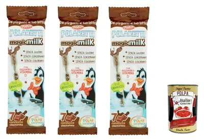 Produktbild von 3x Dolfin - Polaretti MagicMilk Strohhalme Schokolade. Ohne Konservierungsstoffe, glutenfrei und ohne Farbstoffe Packungen (21 Polaretti-Strohhalme)
