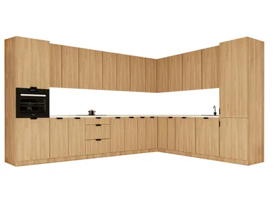 Produktbild von Winkelküche 385 x 285 cm Ohne Arbeitsplatte Eckküche Einbauküche , Sorento KS11-M385 , Sonoma Eiche