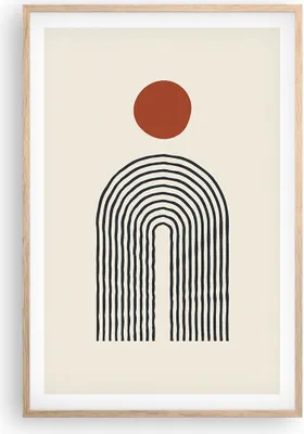 Produktbild von Gerahmtes Poster - Rahmen in heller Eiche - Abstraktion Grafik Linien - 61x91,5 cm - Wand Bild - Wanddeko - Wandbilder - Kunstposter - Wandposter - Bilderrahmen - Bilder - Kunstdruck - P2NPA61x91-5035