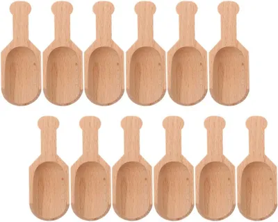 Produktbild von 12 Buchenholz-Teelöffel, kleine Holzlöffel für Gewürze, Salz, Kaffee und Milchpulver mit glatter Oberfläche, leichtes Küchenzubehör für Haushalt und Küche