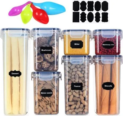 Produktbild von 7-teiliges Set luftdichter, BPA-freier Aufbewahrungsbehälter für Lebensmittel, transparente Kunststoffbox