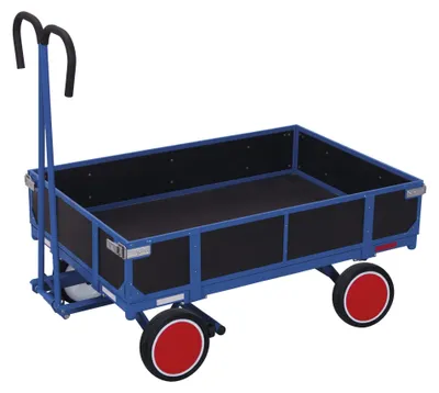 Produktbild von VARIOfit Handpritschenwagen mit Bordwand Vollgummibereifung 985 x 680 mm Traglast 700 kg