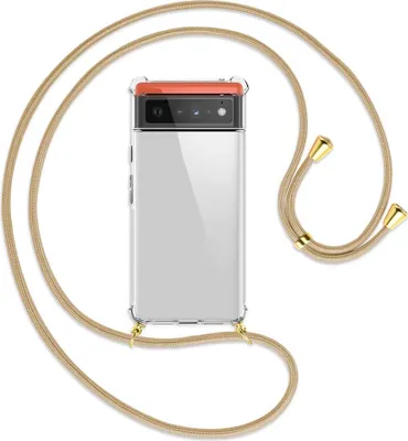 Produktbild von Handykette Backcover-Schutzhülle mit Band (Metall goldfarben) für Google Pixel 6 - caramel