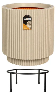 Produktbild von Capi Europe - Gefäß zylinder Groove NL - Kiezel - Inclusief standaard - 44x46 - KGVPE883_APSB002